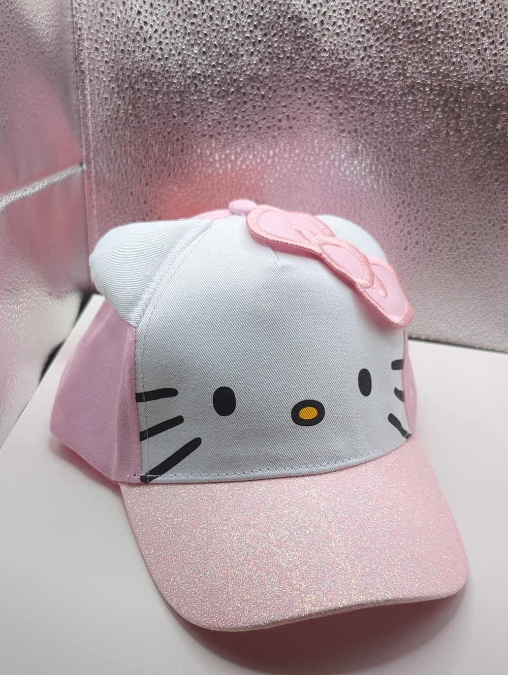 Hello Kitty Pink and White Glitter Bow Kids Cap